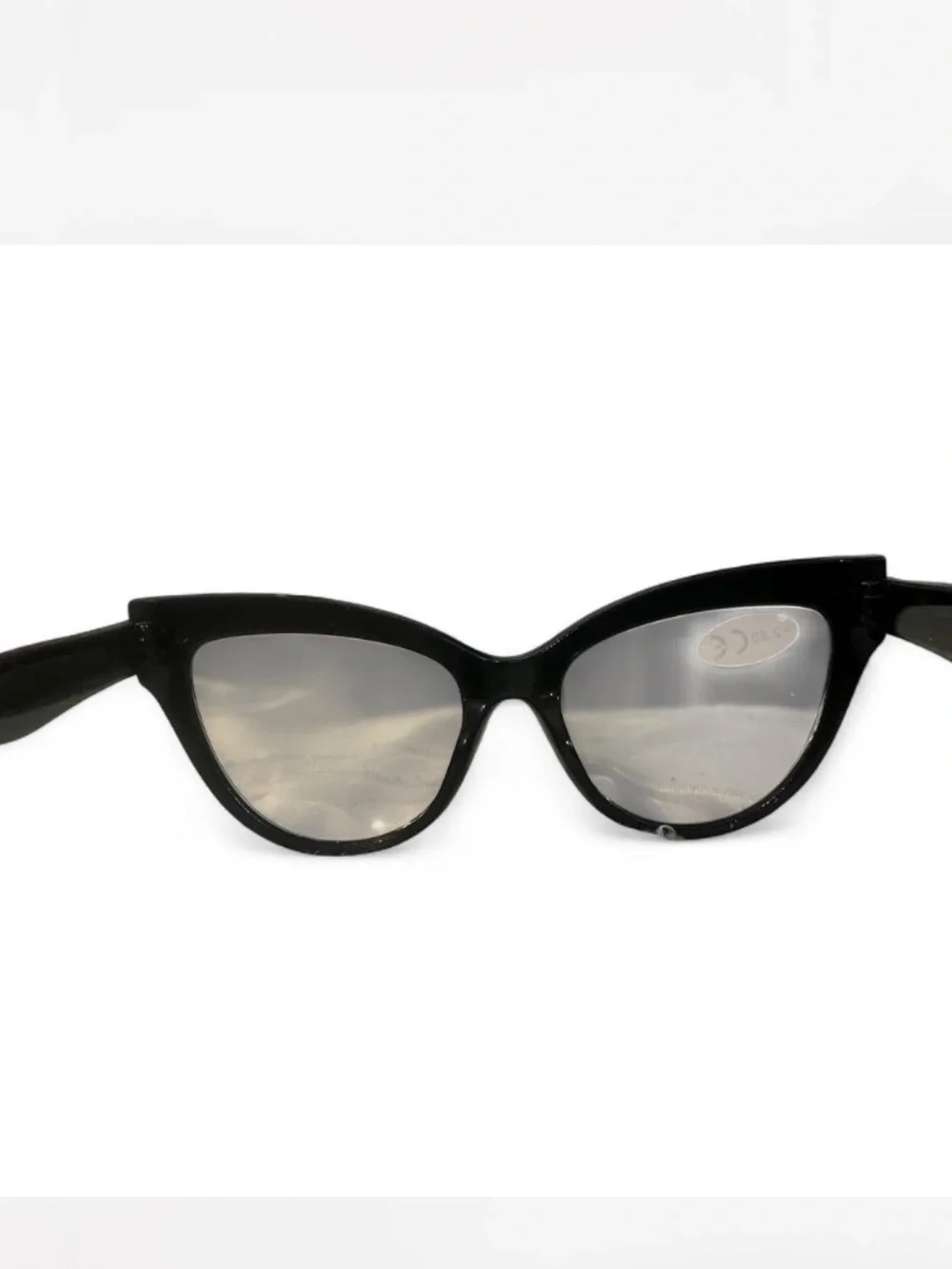 Cat-Eye Reading Glasses in Black with Silver Trim (+2.50)
